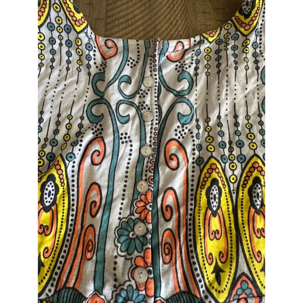 VTG Early 2000s Free People Paisley Empire Waist Tunic Dress - Size 6 - Y2K Boho